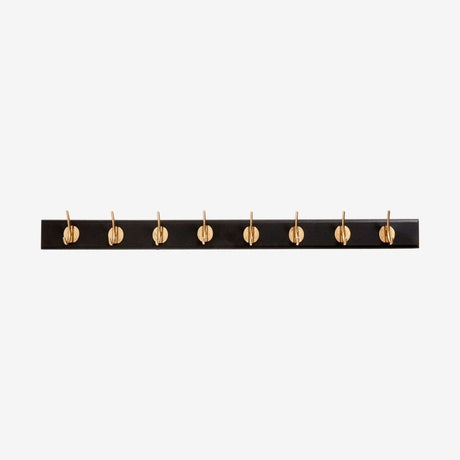 EDGY knagerække i tre med 8 brass knager - 90 cm - sort Nordal COAT RACKS