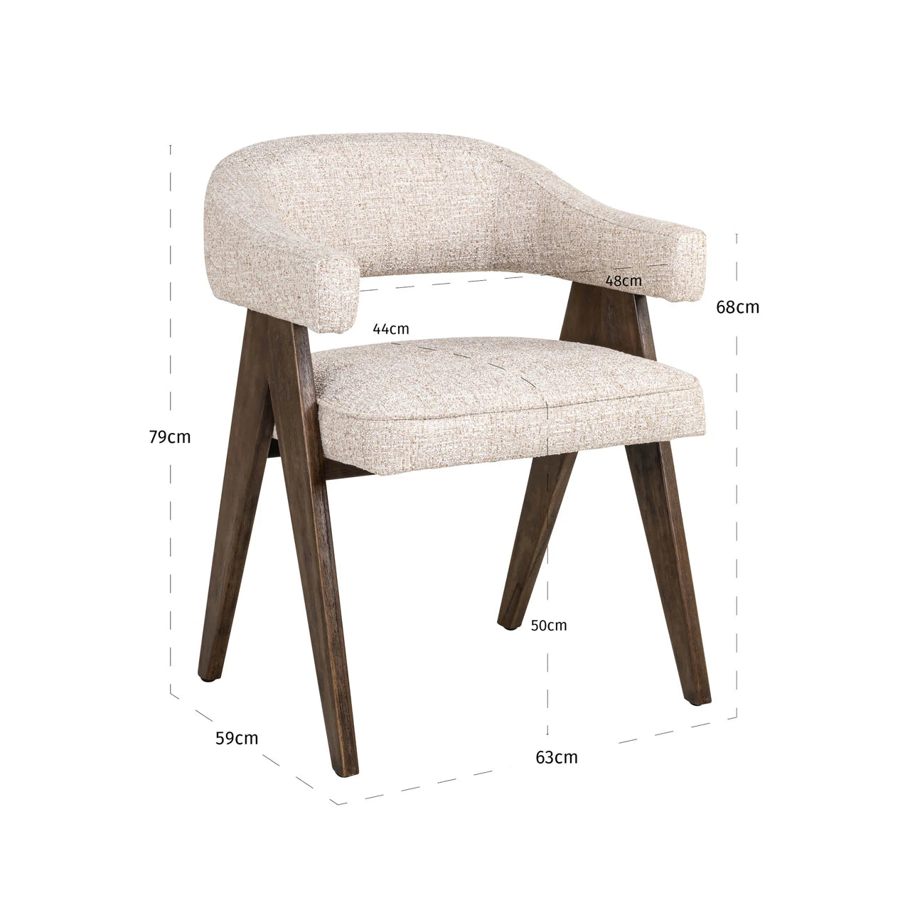 Spisestol Mori kremfarget tweed brannhemmende Richmond Interiors Spisestol