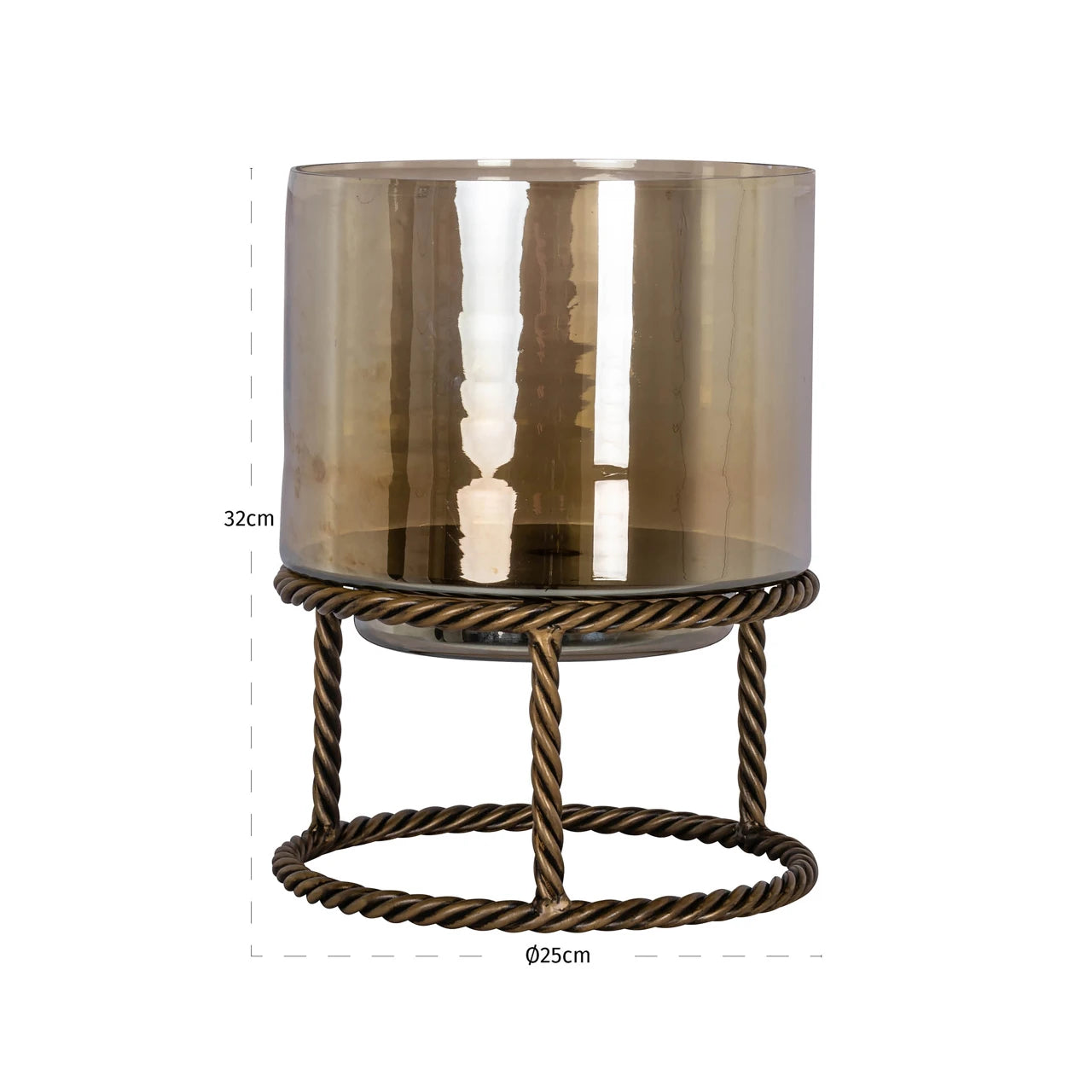 Hurricane-lampe Ropia messing antikk stor Richmond Interiors Lanterne og lysglass