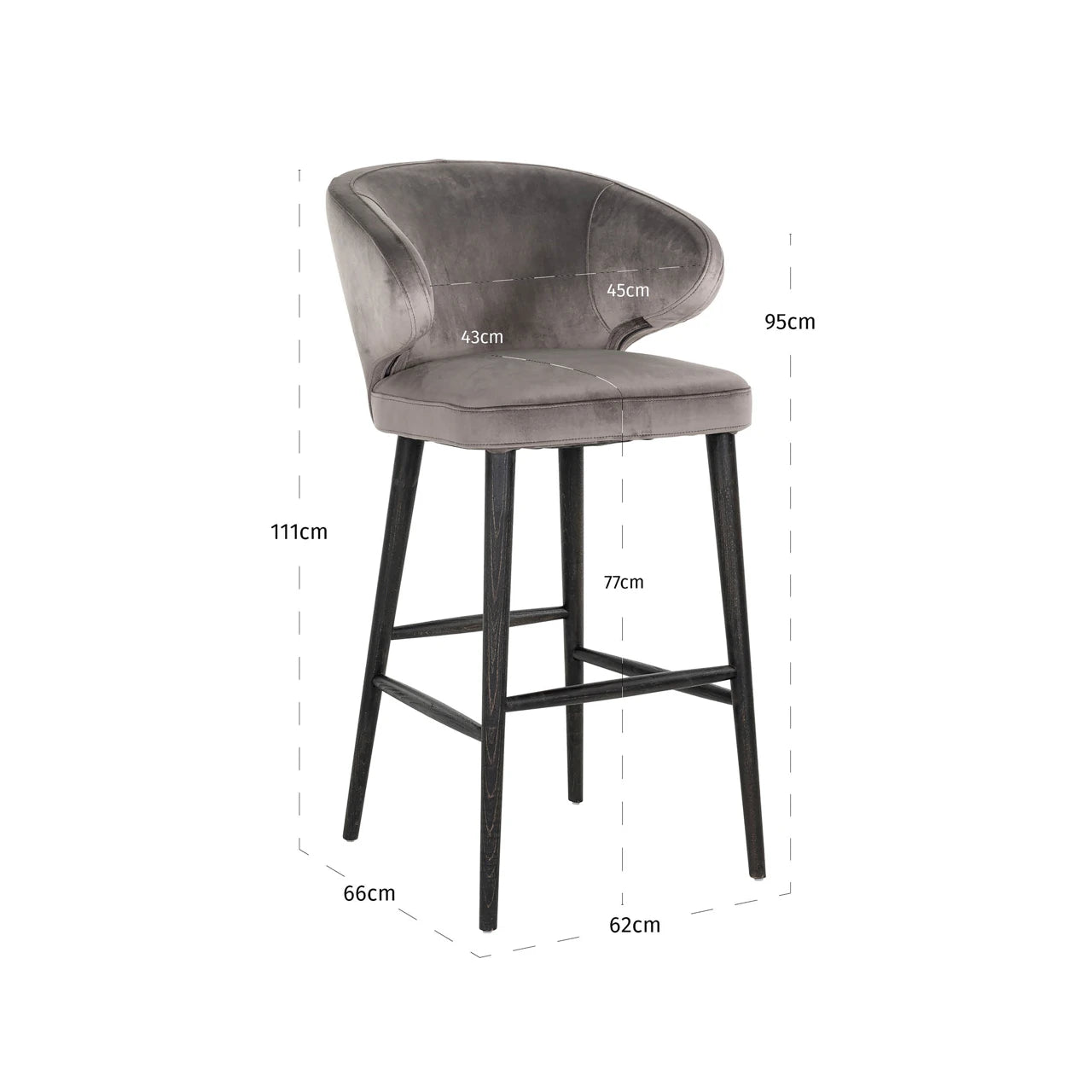 Barstol Indigo stein fløyel Richmond Interiors Barstol