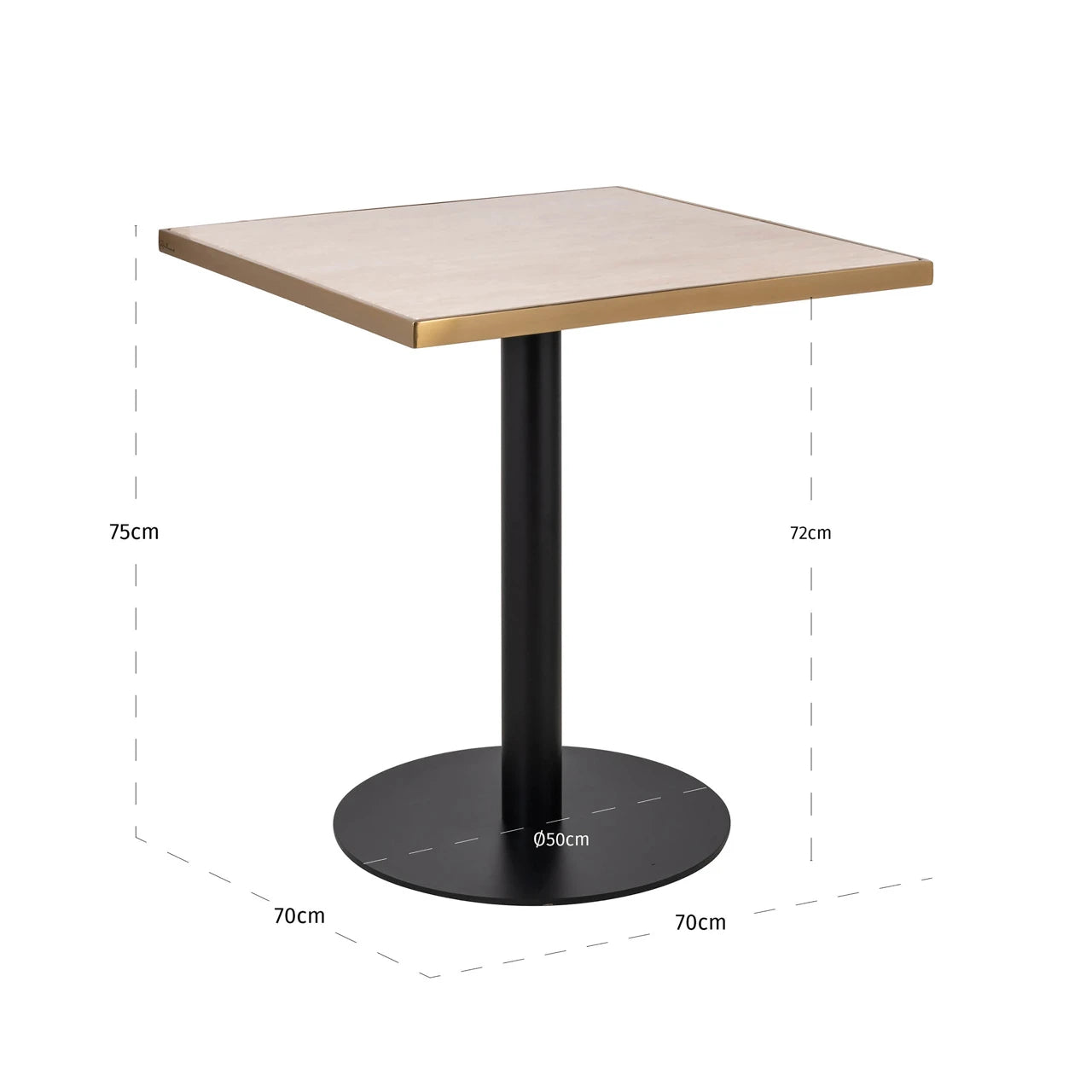 Bistrobord Brazza beige 70x70 Richmond Interiors Bordlampe