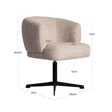 Spisestol Dinan kremfarget tweed flammehemmende - svingbar Richmond Interiors Spisestol