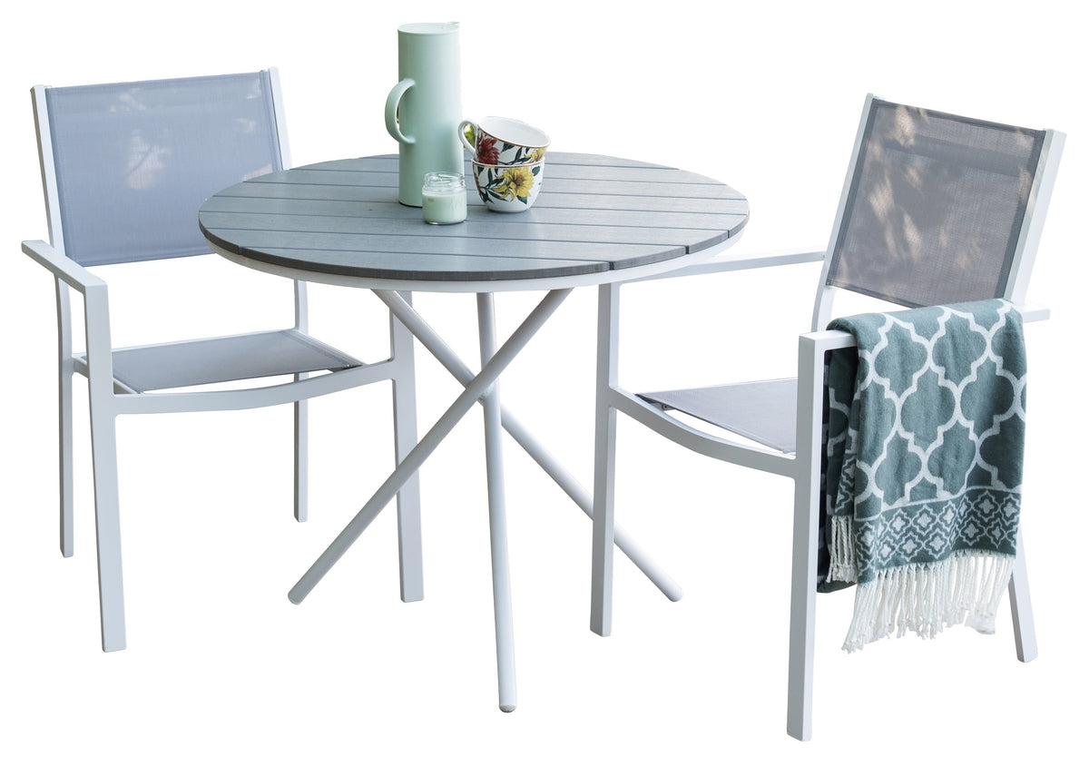Parma cafébord ø90 + Copacabana Karmstol Venture Design Spisegruppe