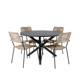 Alma Spisebord ø120cm + Lindos Lenestol Venture Design Spisegruppe