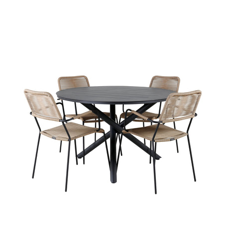 Alma Spisebord ø120cm + Lindos Lenestol Venture Design Spisegruppe