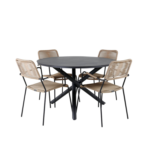 Alma Spisebord ø120cm + Lindos Lenestol Venture Design Spisegruppe