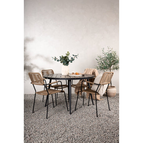 Pause Spisebord Rundt 120ø + Lindos Lenestol Venture Design Spisegruppe