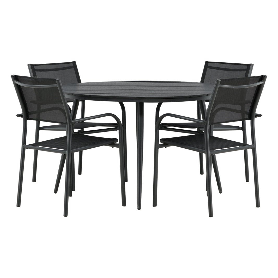 Break Spisebord Rundt 120ø + Santorini Armstol Venture Design Spisegruppe