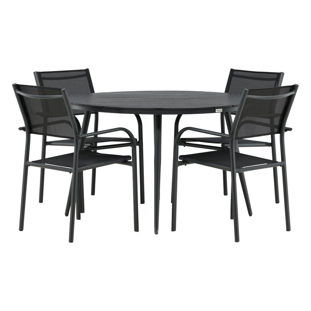 Break Spisebord Rundt 120ø + Santorini Armstol Venture Design Spisegruppe