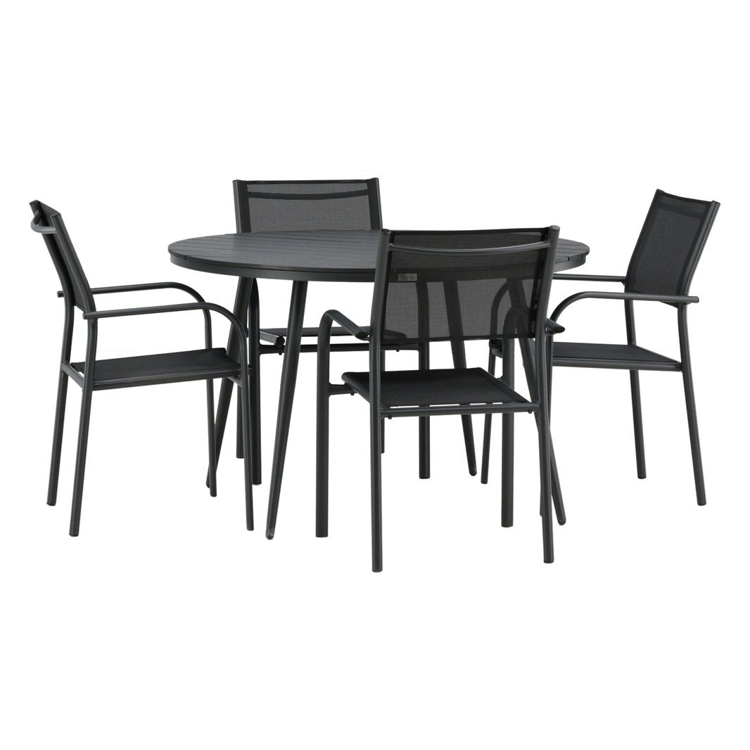 Break Spisebord Rundt 120ø + Santorini Armstol Venture Design Spisegruppe