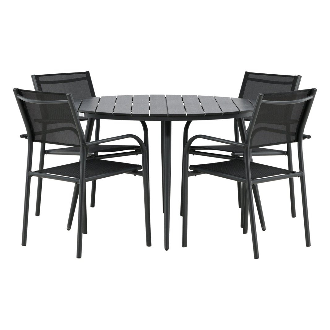 Break Spisebord Rundt 120ø + Santorini Armstol Venture Design Spisegruppe