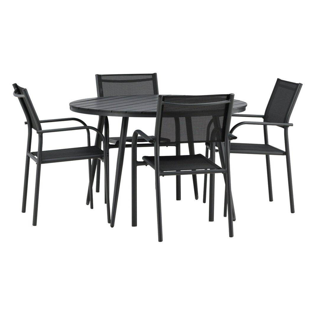 Break Spisebord Rundt 120ø + Santorini Armstol Venture Design Spisegruppe