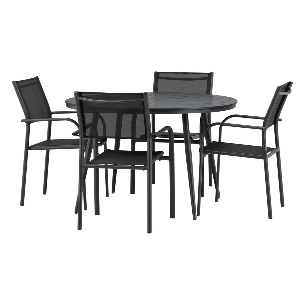 Break Spisebord Rundt 120ø + Santorini Armstol Venture Design Spisegruppe