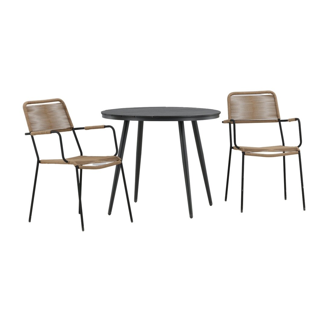 Pause Spisebord Rundt 90ø + Lindos Lenestol Venture Design Spisegruppe