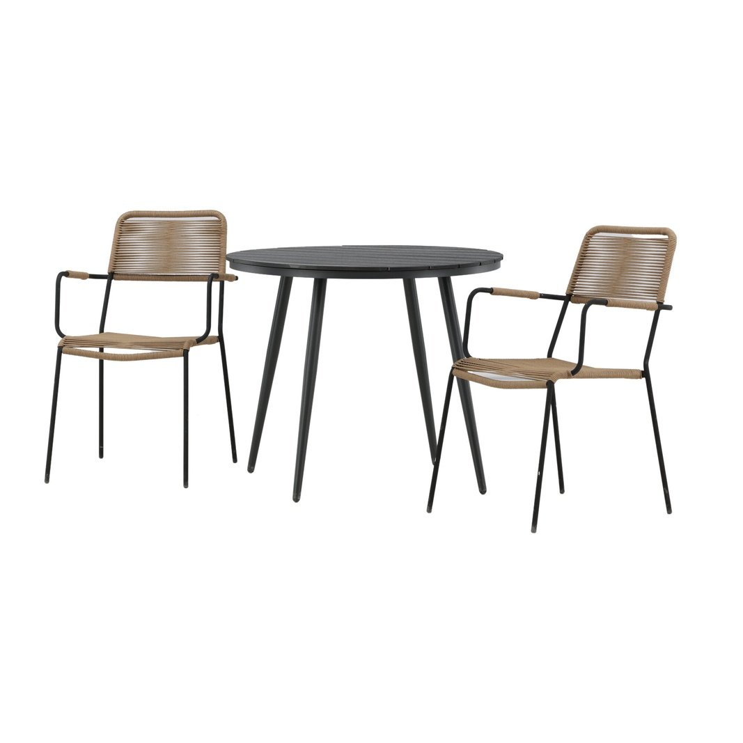 Pause Spisebord Rundt 90ø + Lindos Lenestol Venture Design Spisegruppe
