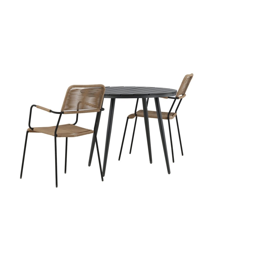 Pause Spisebord Rundt 90ø + Lindos Lenestol Venture Design Spisegruppe