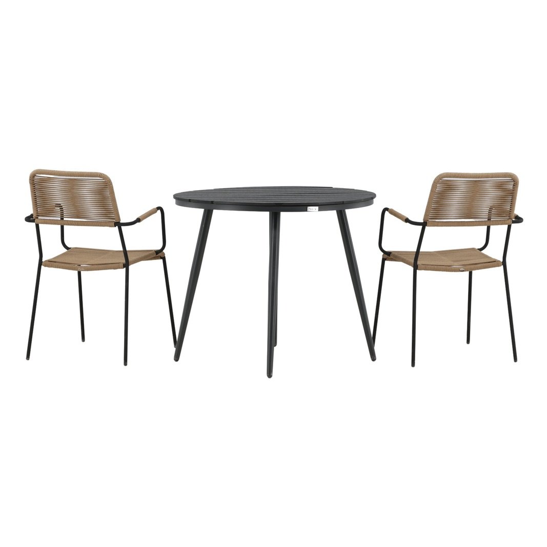 Pause Spisebord Rundt 90ø + Lindos Lenestol Venture Design Spisegruppe