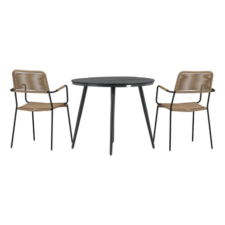 Pause Spisebord Rundt 90ø + Lindos Lenestol Venture Design Spisegruppe