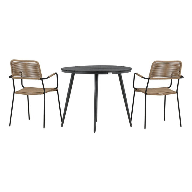 Pause Spisebord Rundt 90ø + Lindos Lenestol Venture Design Spisegruppe