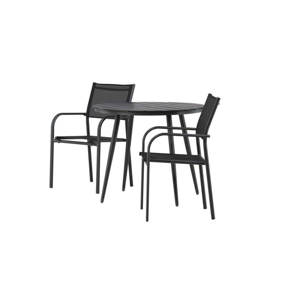 Break Spisebord Rundt 90ø + Santorini Armstol Venture Design Spisegruppe