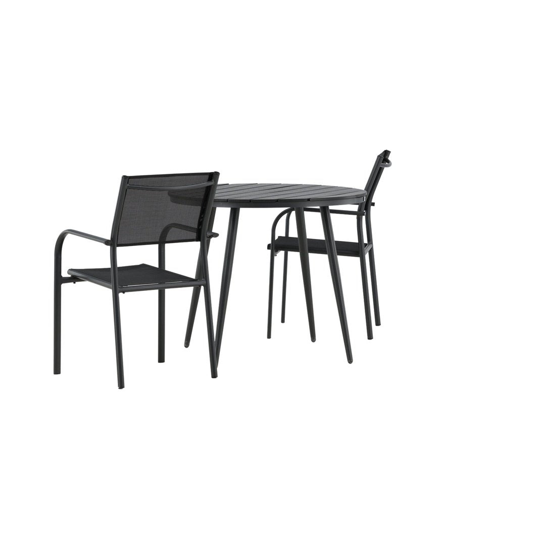 Break Spisebord Rundt 90ø + Santorini Armstol Venture Design Spisegruppe