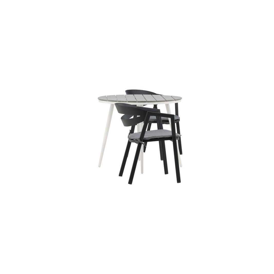 Break Spisebord Rundt 90ø + Slit spisestoler inkl. Putetrekk Venture Design Spisegruppe