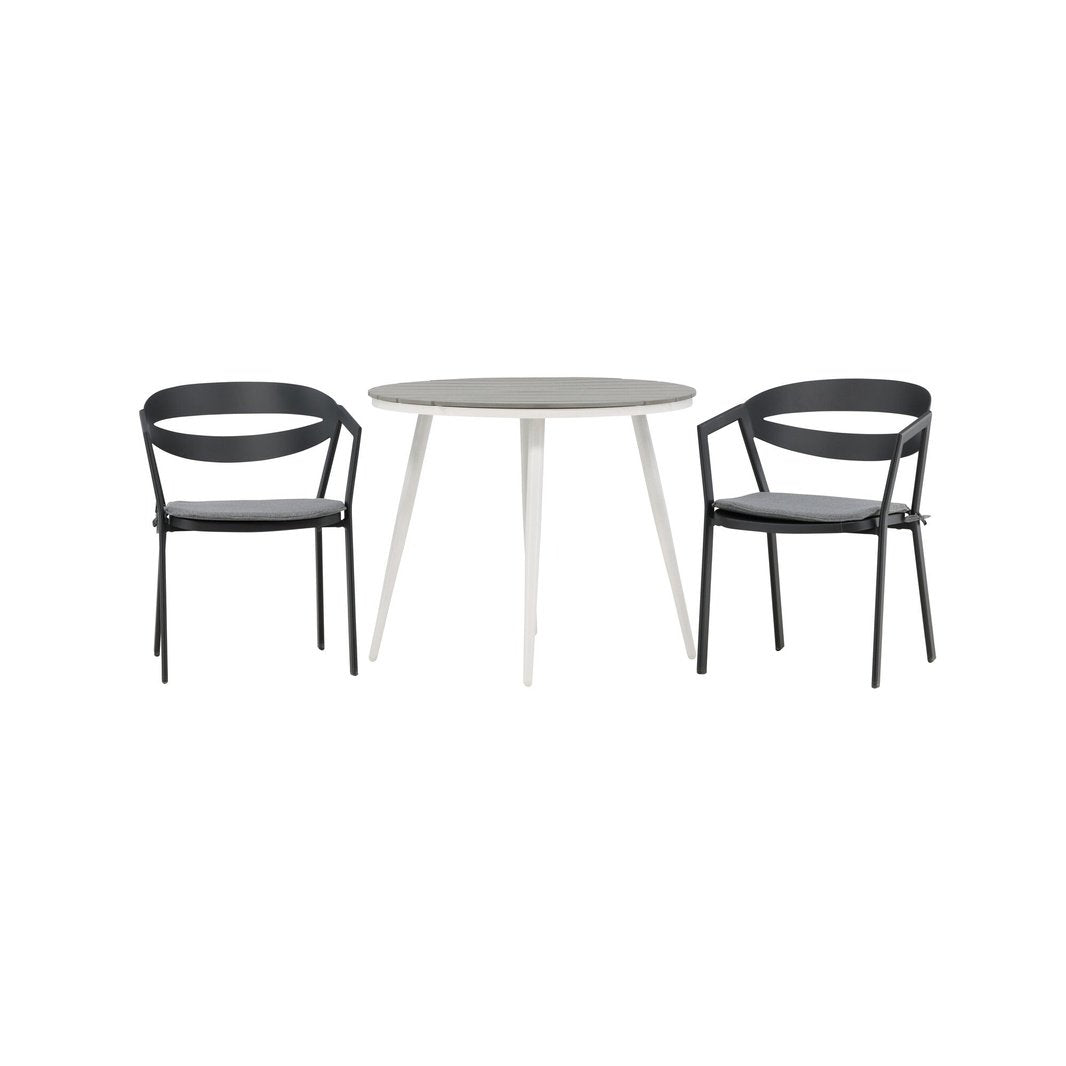Break Spisebord Rundt 90ø + Slit spisestoler inkl. Putetrekk Venture Design Spisegruppe