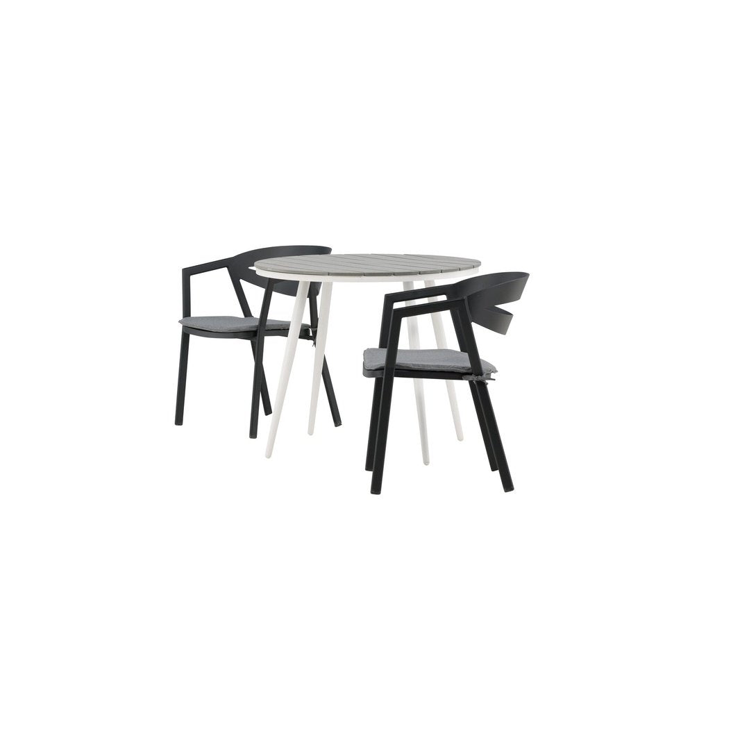 Break Spisebord Rundt 90ø + Slit spisestoler inkl. Putetrekk Venture Design Spisegruppe