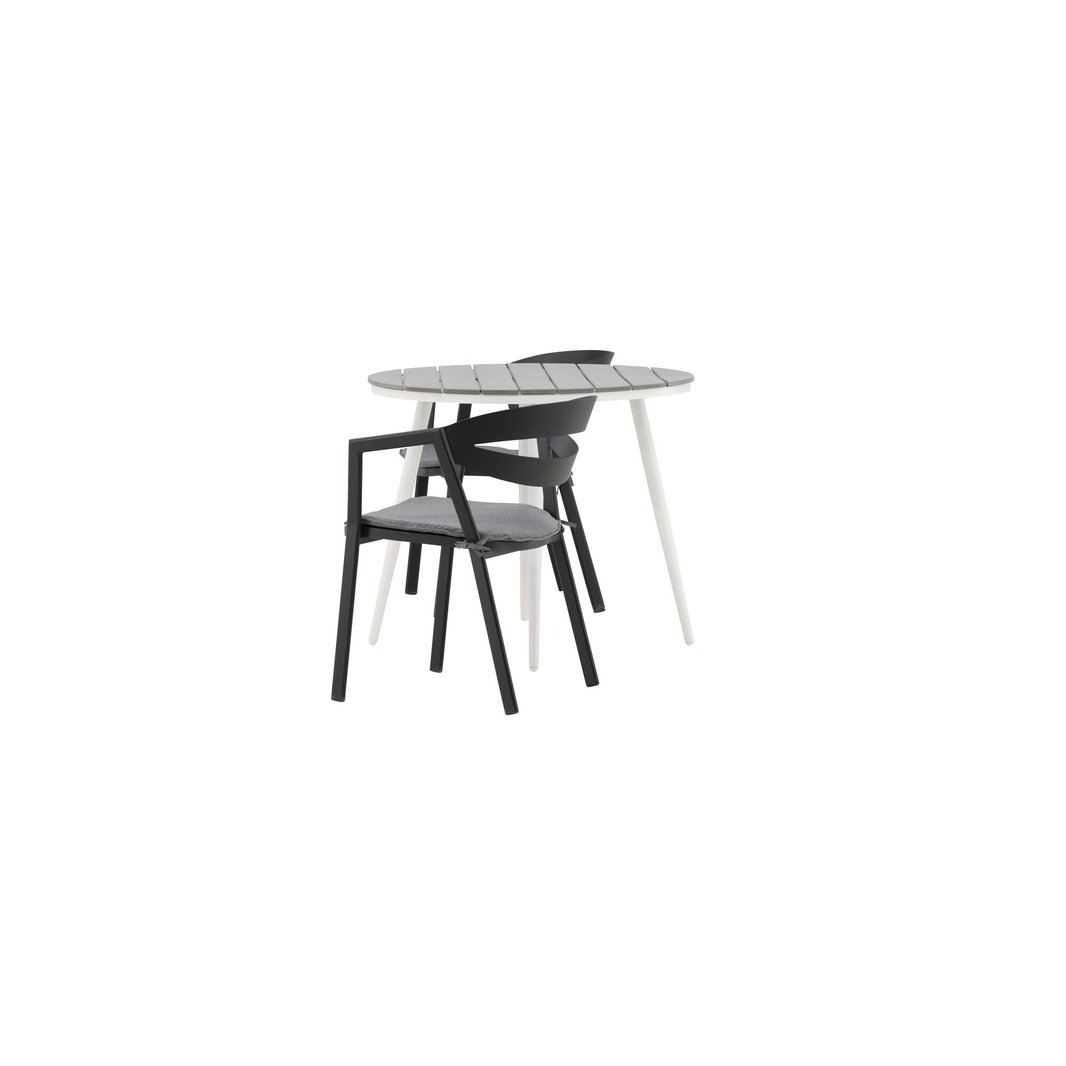 Break Spisebord Rundt 90ø + Slit spisestoler inkl. Putetrekk Venture Design Spisegruppe