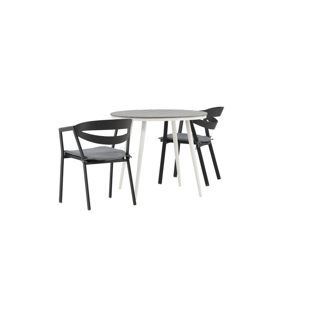 Break Spisebord Rundt 90ø + Slit spisestoler inkl. Putetrekk Venture Design Spisegruppe