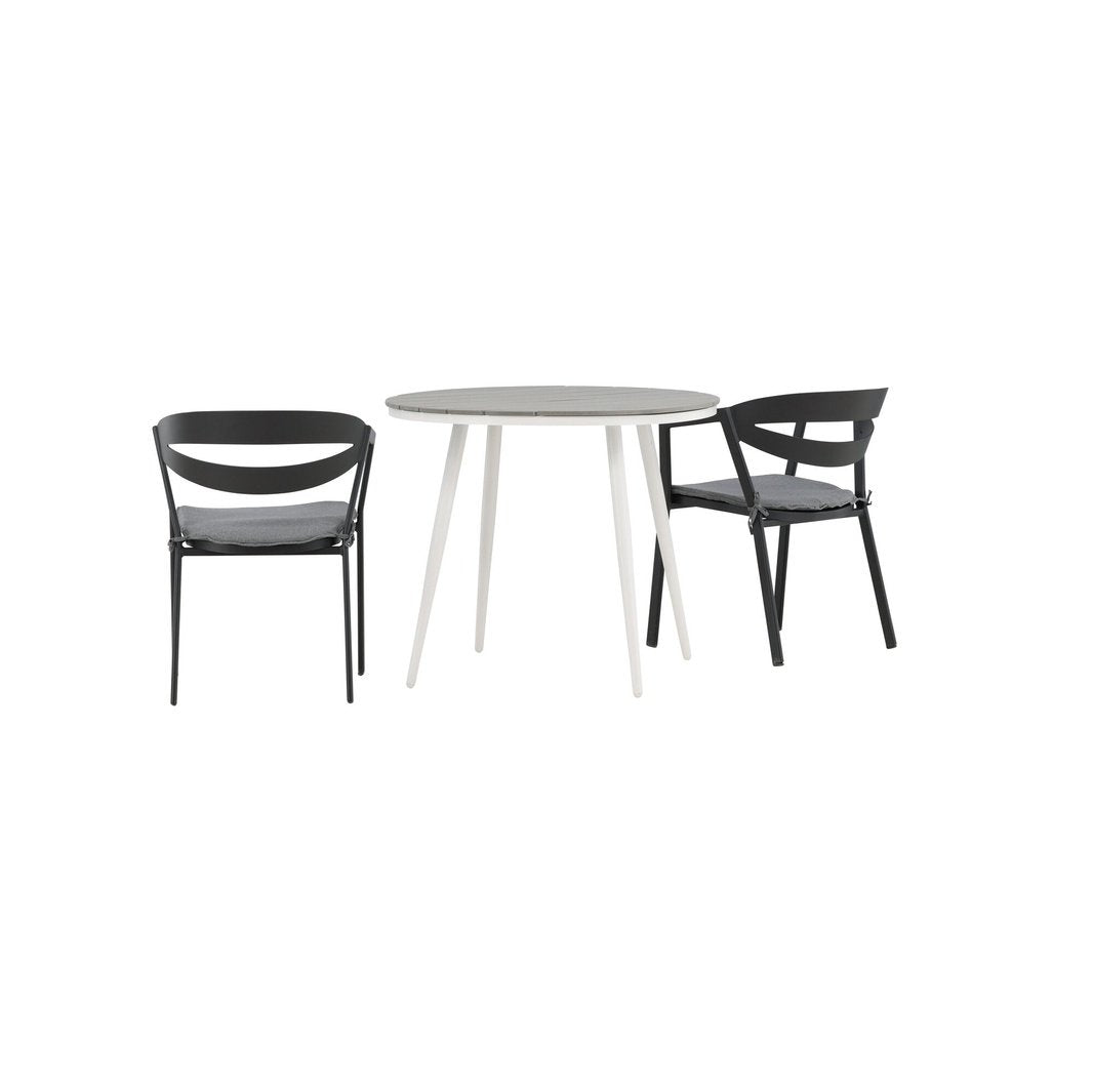 Break Spisebord Rundt 90ø + Slit spisestoler inkl. Putetrekk Venture Design Spisegruppe