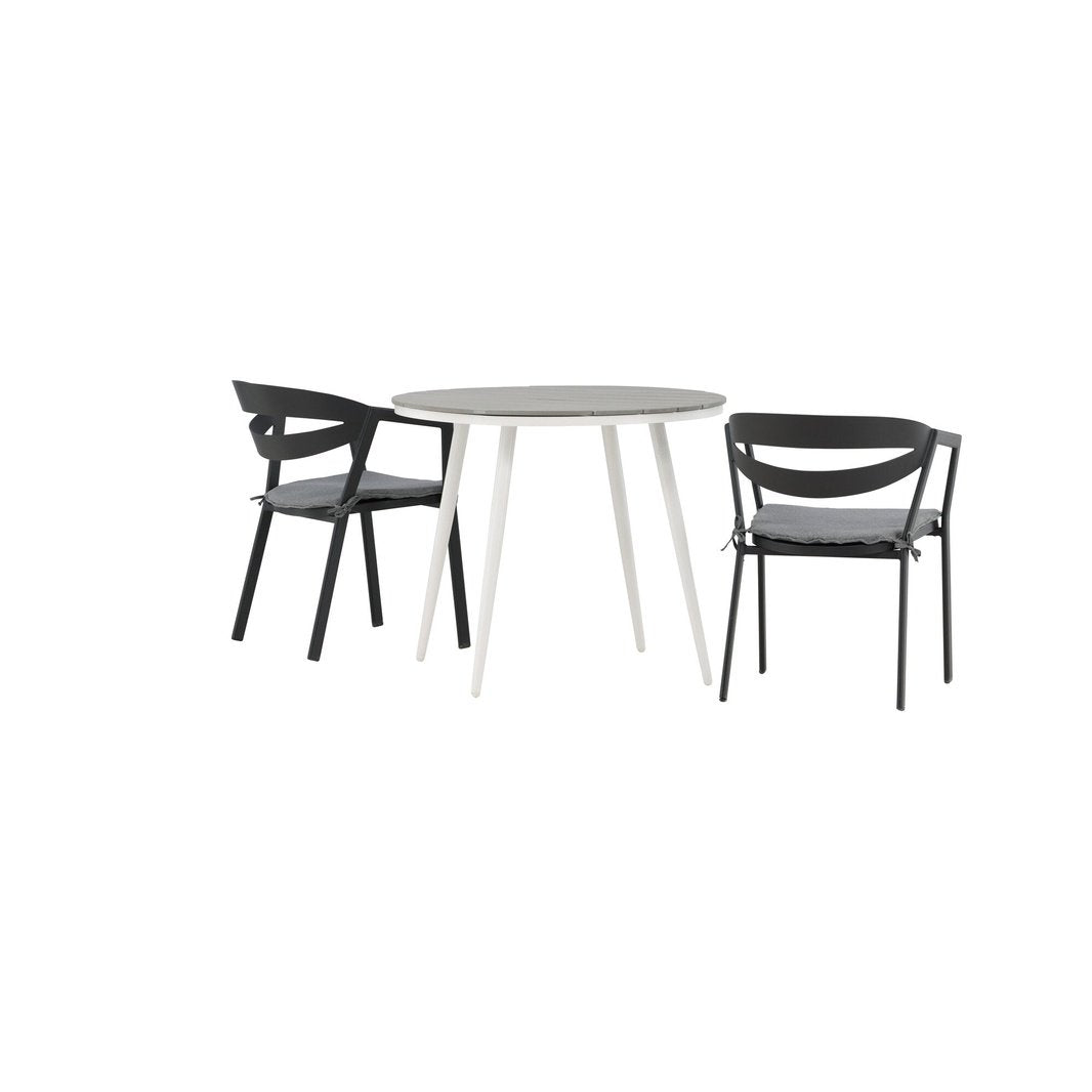 Break Spisebord Rundt 90ø + Slit spisestoler inkl. Putetrekk Venture Design Spisegruppe