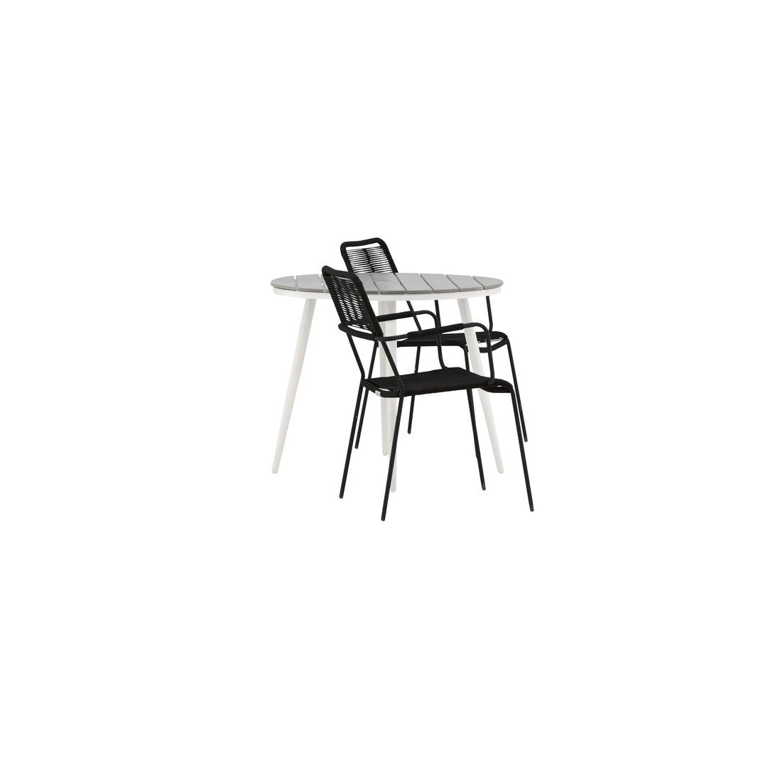 Pause Spisebord Rundt 90ø + Lindos Lenestol Venture Design Spisegruppe