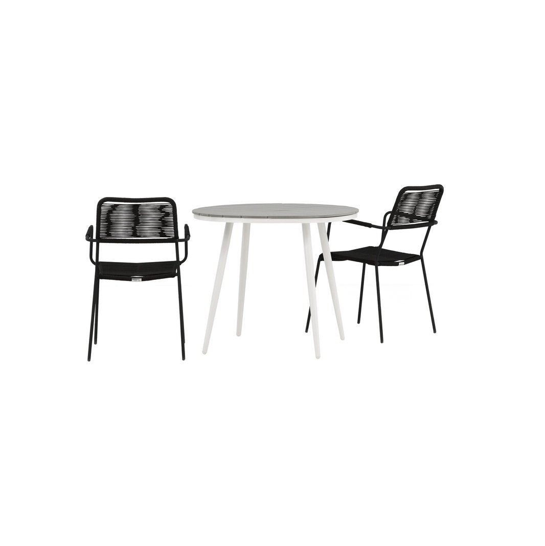 Pause Spisebord Rundt 90ø + Lindos Lenestol Venture Design Spisegruppe