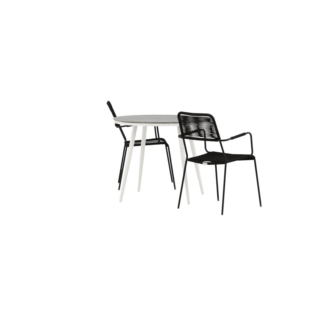 Pause Spisebord Rundt 90ø + Lindos Lenestol Venture Design Spisegruppe
