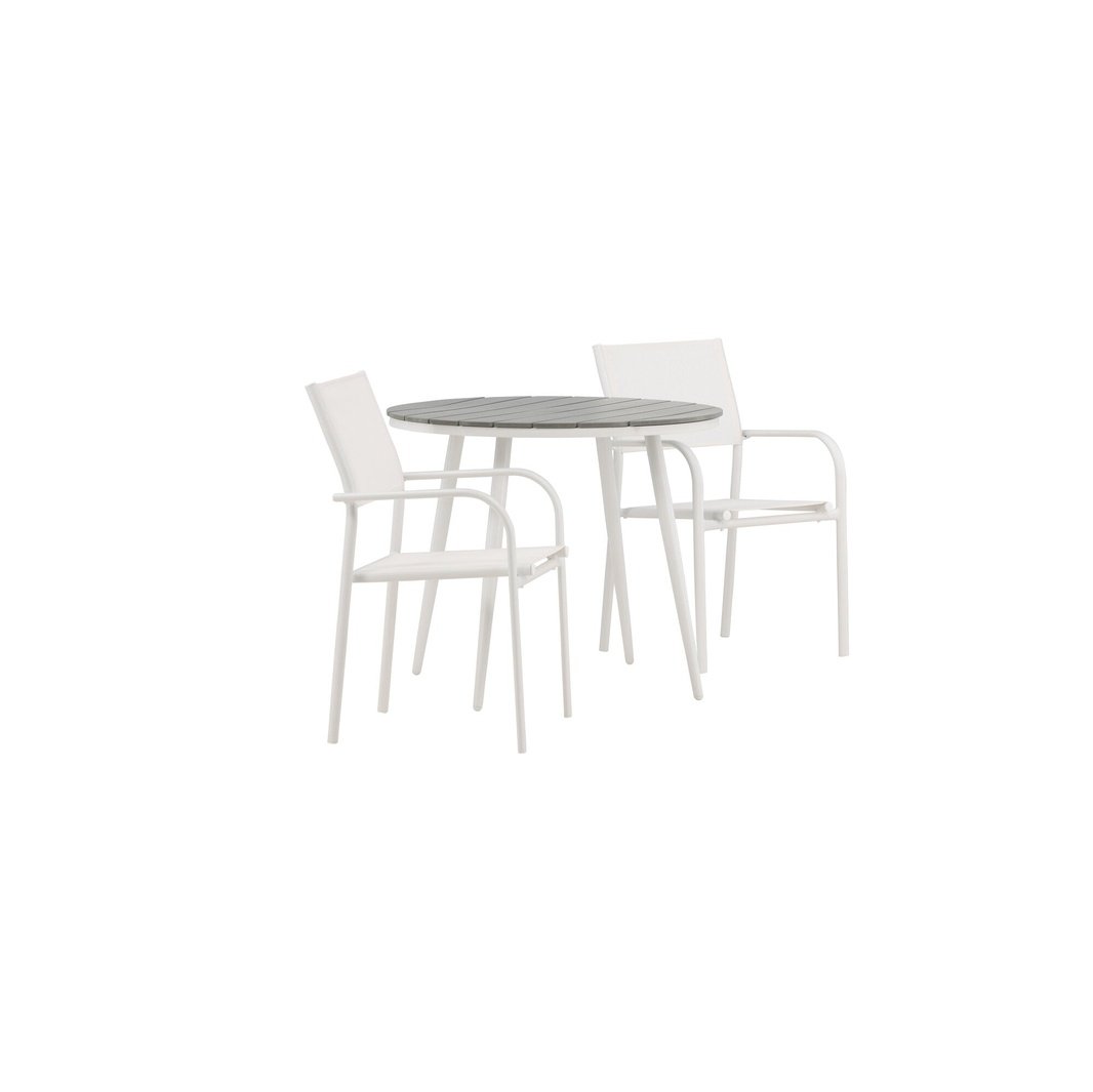 Pause Spisebord Rundt 90ø + Santorini Armstol Venture Design Spisegruppe