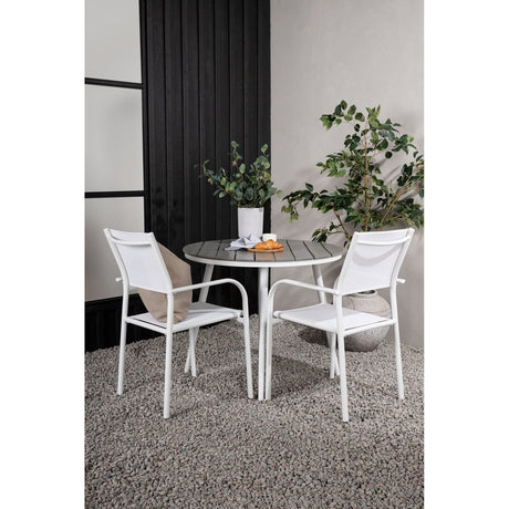 Pause Spisebord Rundt 90ø + Santorini Armstol Venture Design Spisegruppe