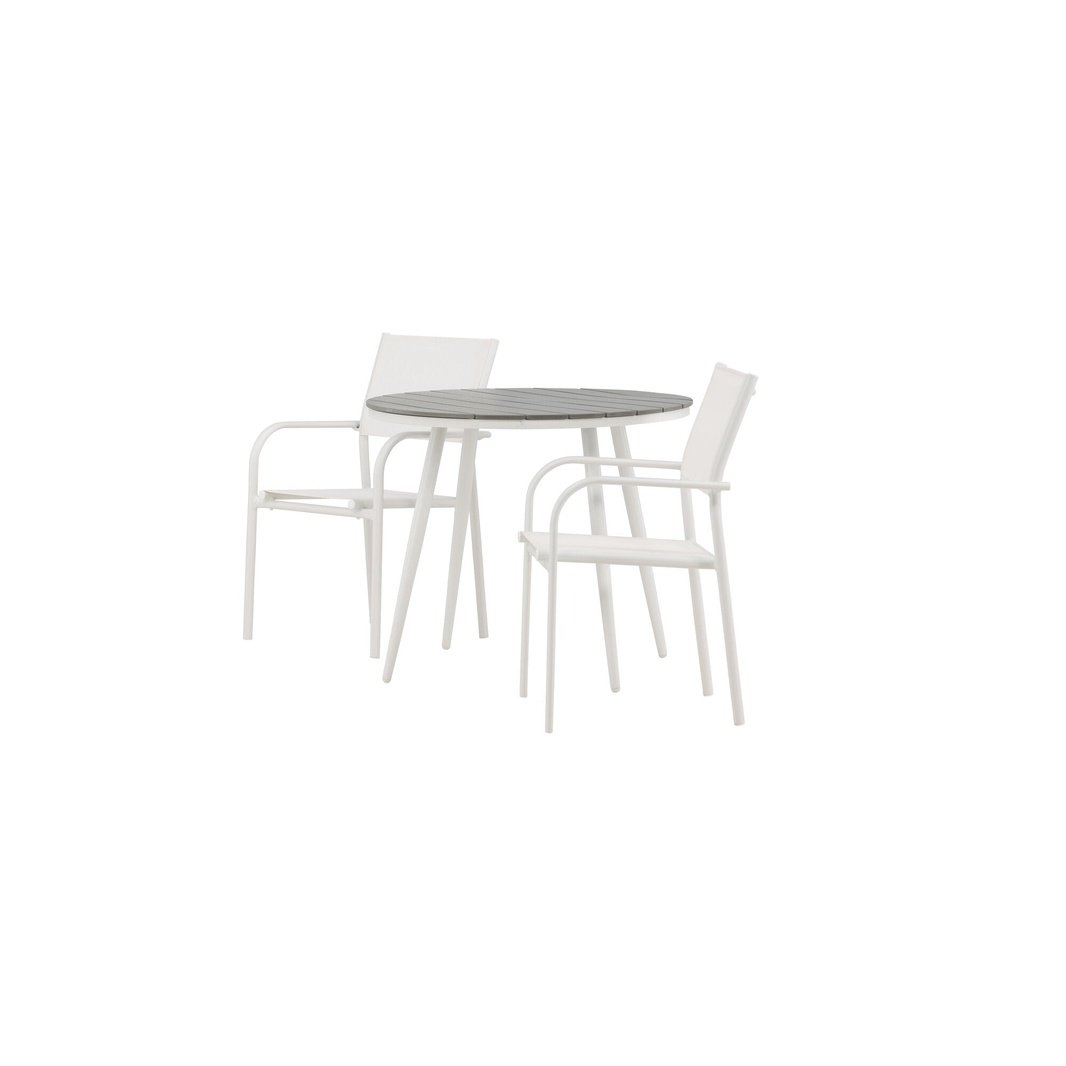 Pause Spisebord Rundt 90ø + Santorini Armstol Venture Design Spisegruppe