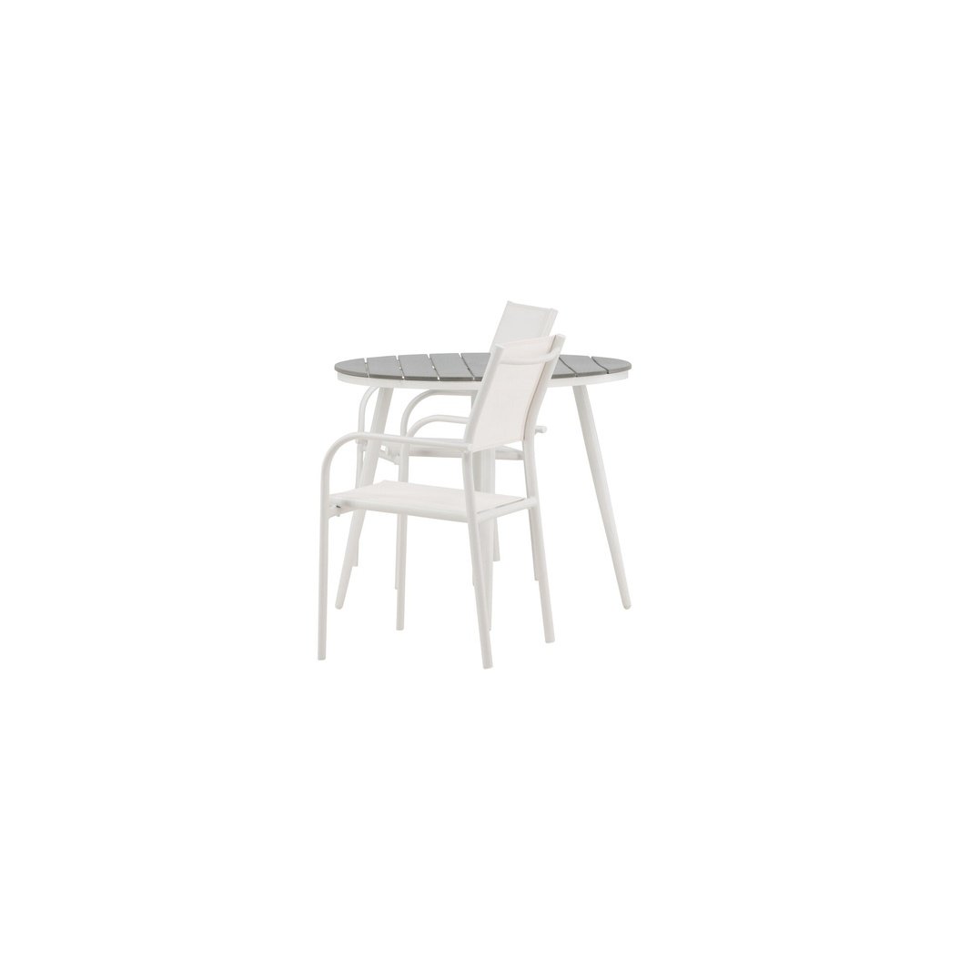 Pause Spisebord Rundt 90ø + Santorini Armstol Venture Design Spisegruppe