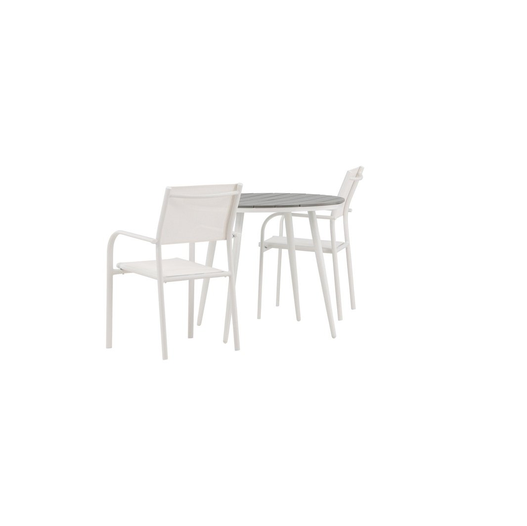 Pause Spisebord Rundt 90ø + Santorini Armstol Venture Design Spisegruppe