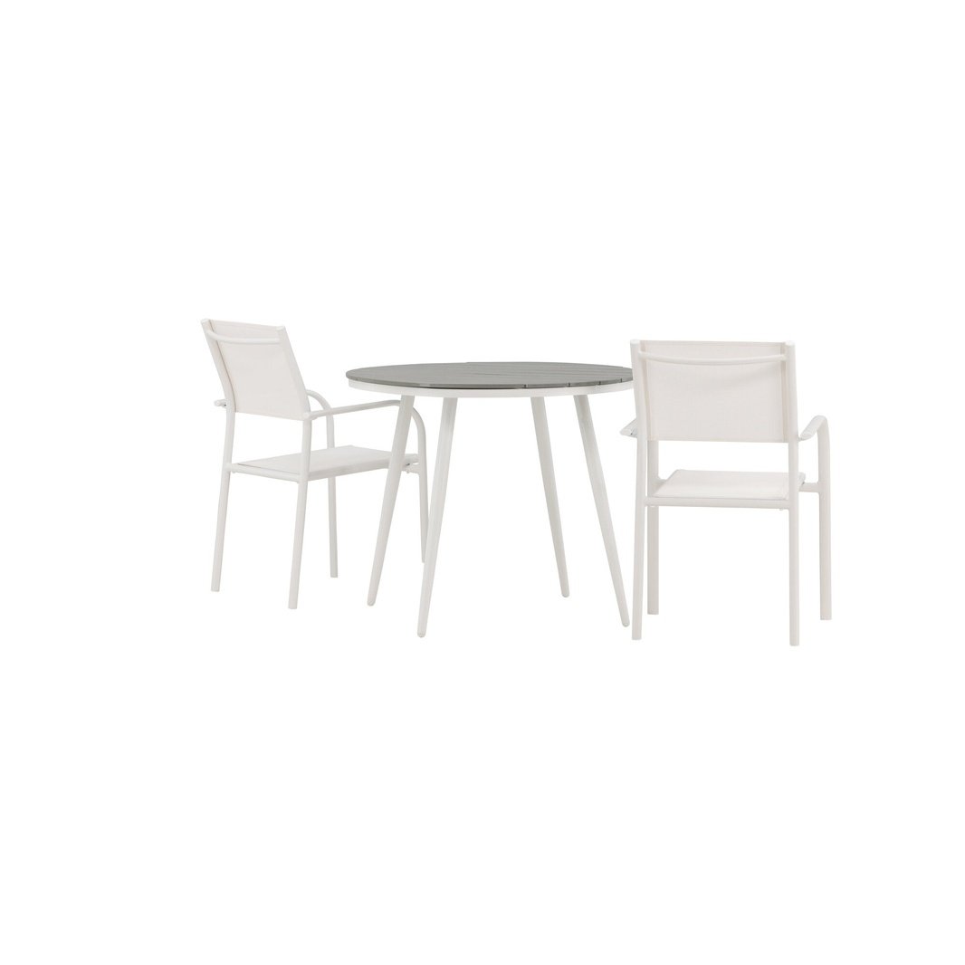 Pause Spisebord Rundt 90ø + Santorini Armstol Venture Design Spisegruppe