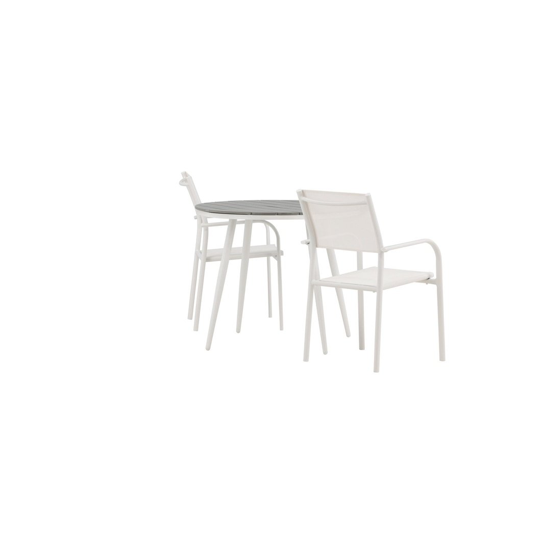 Pause Spisebord Rundt 90ø + Santorini Armstol Venture Design Spisegruppe