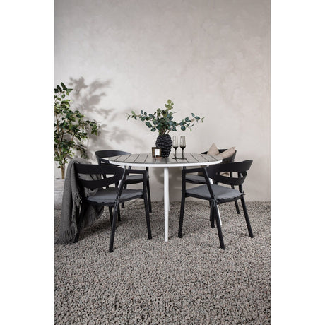 Pause Spisebord Rundt 120ø + Spalte spisestoler inkl. Puter Venture Design Spisegruppe