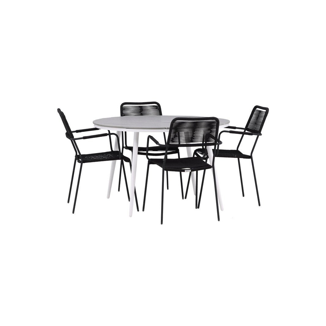 Pause Spisebord Rundt 120ø + Lindos Lenestol Venture Design Spisegruppe