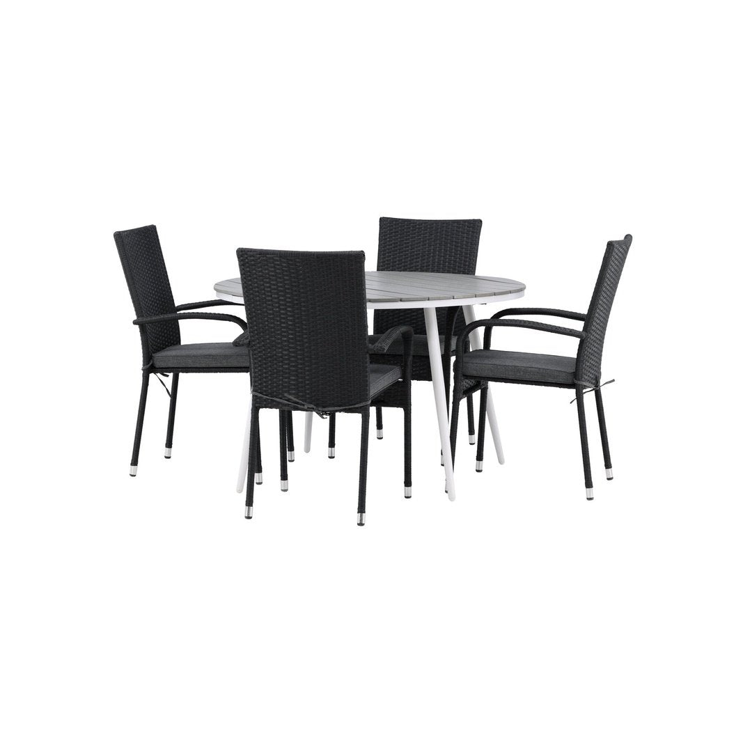 Pause Spisebord Rundt 120ø + Anna stoler Venture Design Spisegruppe