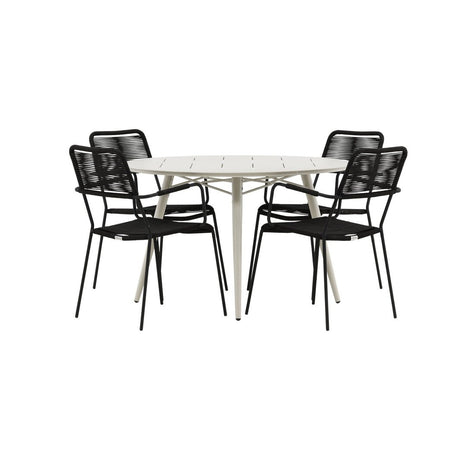 Lina Spisebord Rund 120 cm + Lindos Lenestol Venture Design Spisegruppe