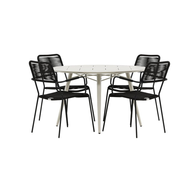 Lina Spisebord Rund 120 cm + Lindos Lenestol Venture Design Spisegruppe