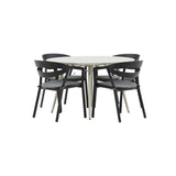 Lina Spisebord Rundt 120 cm + Spalte spisestoler inkl. Puter Venture Design Spisegruppe