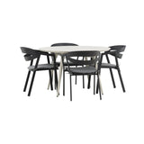 Lina Spisebord Rundt 120 cm + Spalte spisestoler inkl. Puter Venture Design Spisegruppe