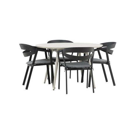 Lina Spisebord Rundt 120 cm + Spalte spisestoler inkl. Puter Venture Design Spisegruppe